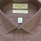 Roundtree & Yorke Shirt Men's 14.5 33 Slim Fit Cotton Dobby Red Houndstooth