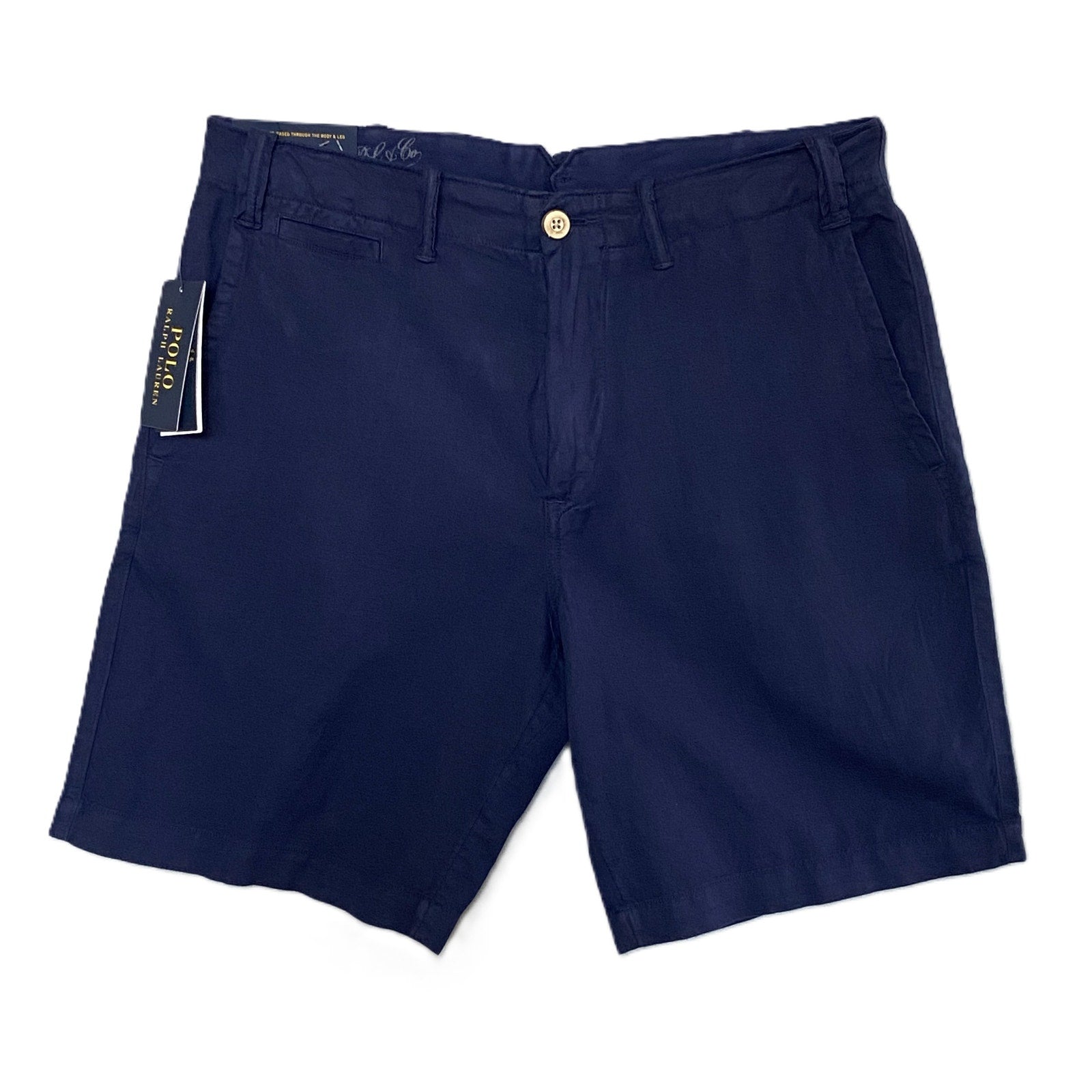 Polo Ralph Lauren Shorts Men's 30W Classic Fit Linen Blend Flat Front Navy