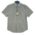 Bugatchi Shirt Men's Small Short Sleeve Shaped Fit Button-Up Cool Mint Geo