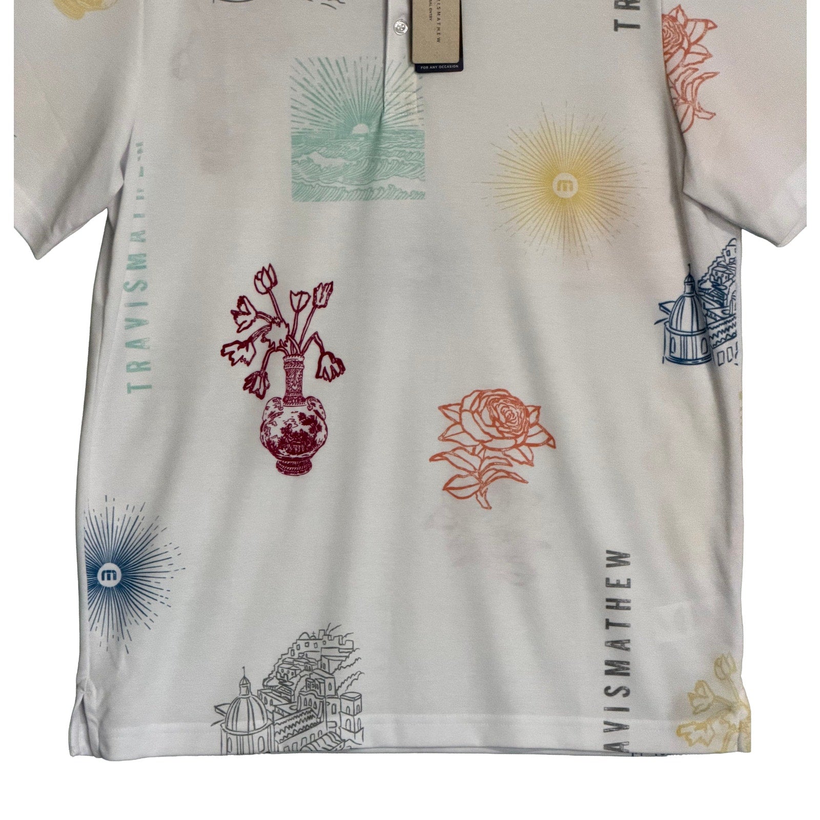 Travis Mathew Shirt Men's Large "Passport Polo" Lightweight Stretch White