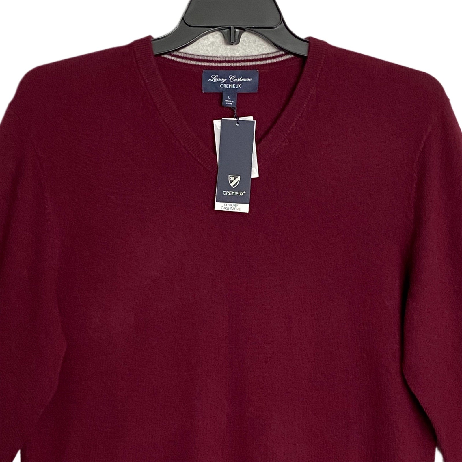 Daniel Cremieux V-Neck Sweater Men's Large Luxury Cashmere Burgundy