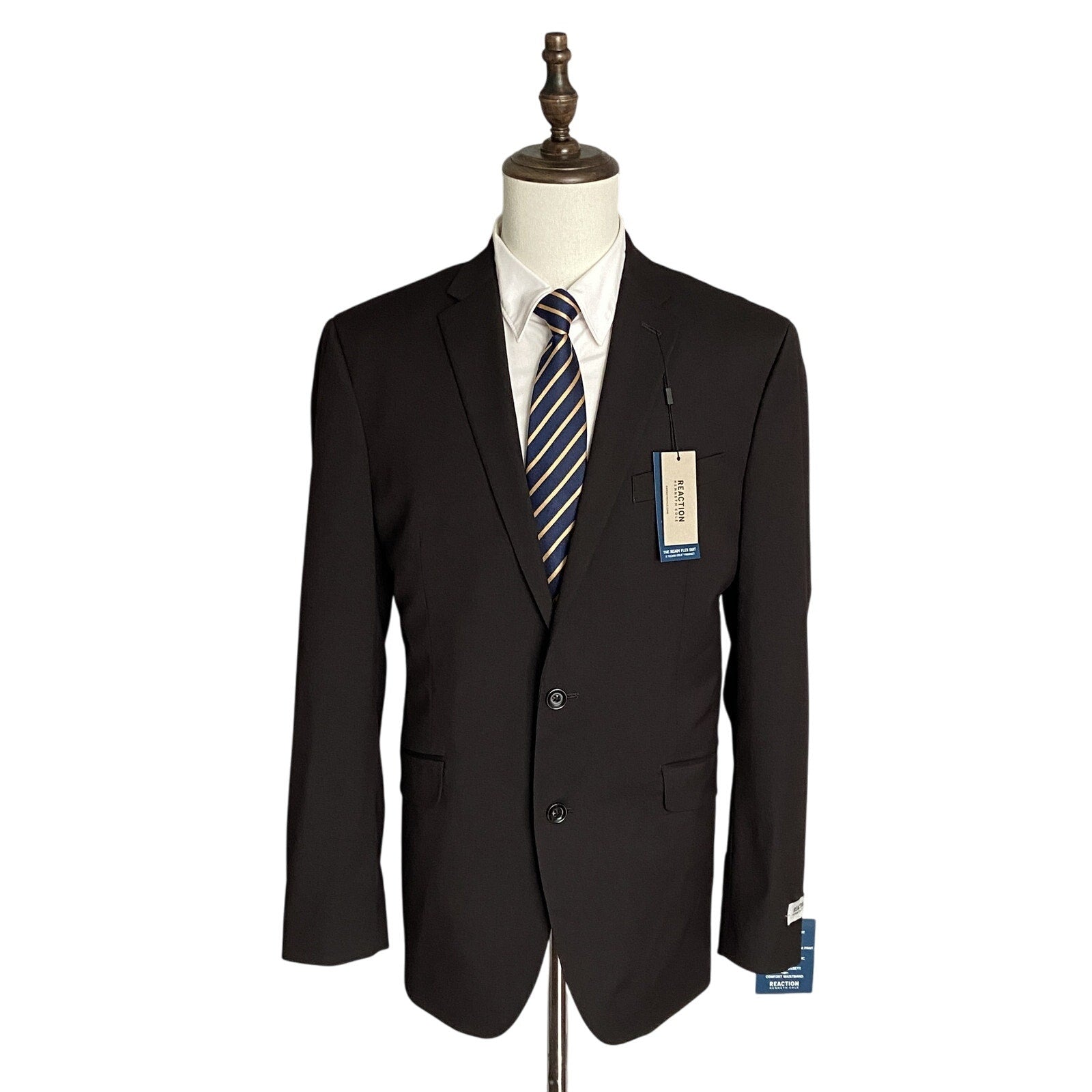 Kenneth Cole Suit Jacket Men's 42 Long Reaction Stretch Cork Navy/Red