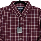 Mizzen+Main Men's XXL Trim Fit City Flannel Twill Shirt Wine Richard Plaid