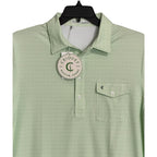 Criquet Polo Shirt Men's Large Short Sleeve Stretch Green White Sunburst NEW