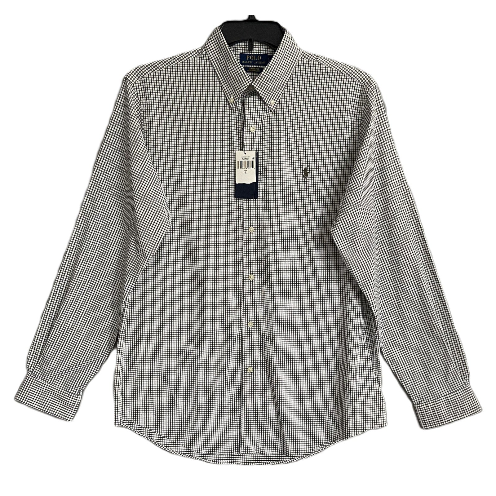 Polo Ralph Lauren Shirt Men's Large Classic Fit Performance Green Check NEW