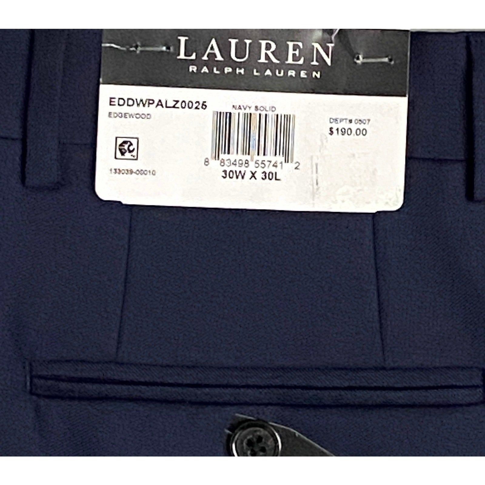 Lauren Ralph Lauren Men's 30x30 Classic Fit Suit Trousers Stretch Navy Blue