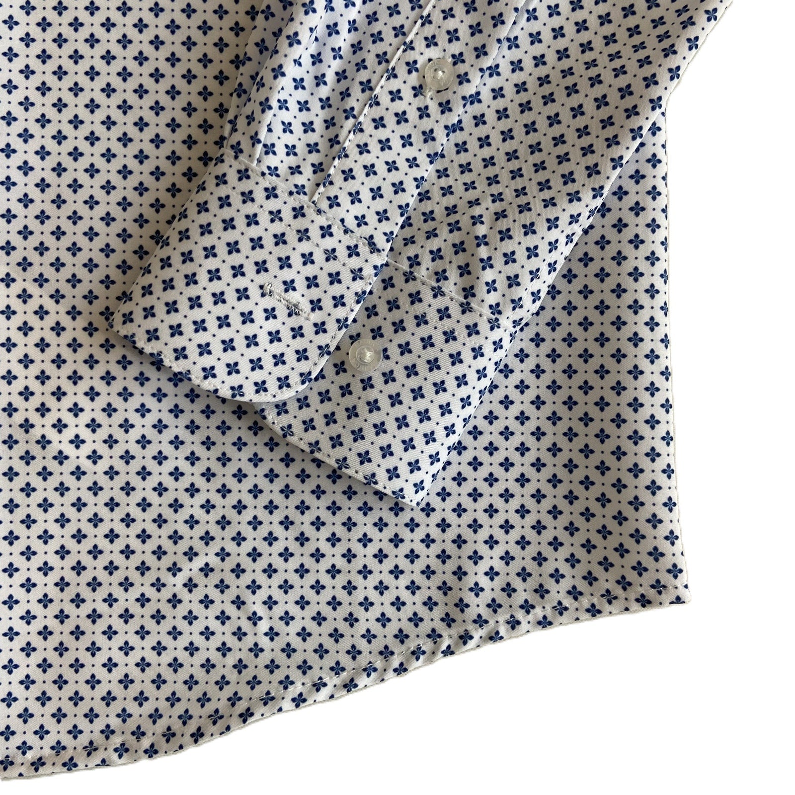 Nautica Dress Shirt Men's 14-14.5 32/33 Performance Slim Fit Blue Floral NEW