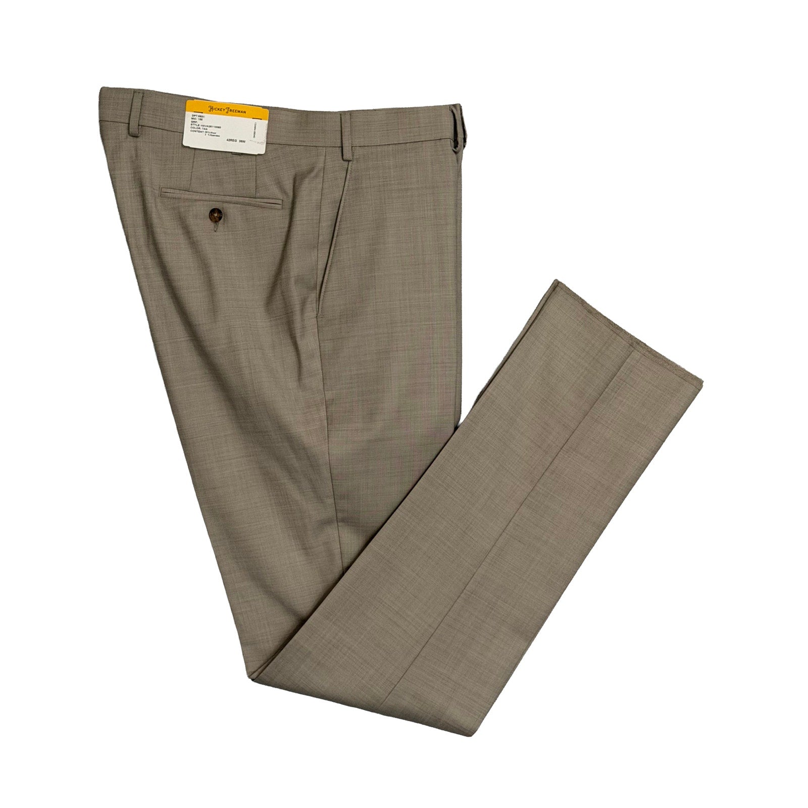 Hickey Freeman Suit Pant Men's 36W Suit Pant Flat Front Stretch Wool Tan