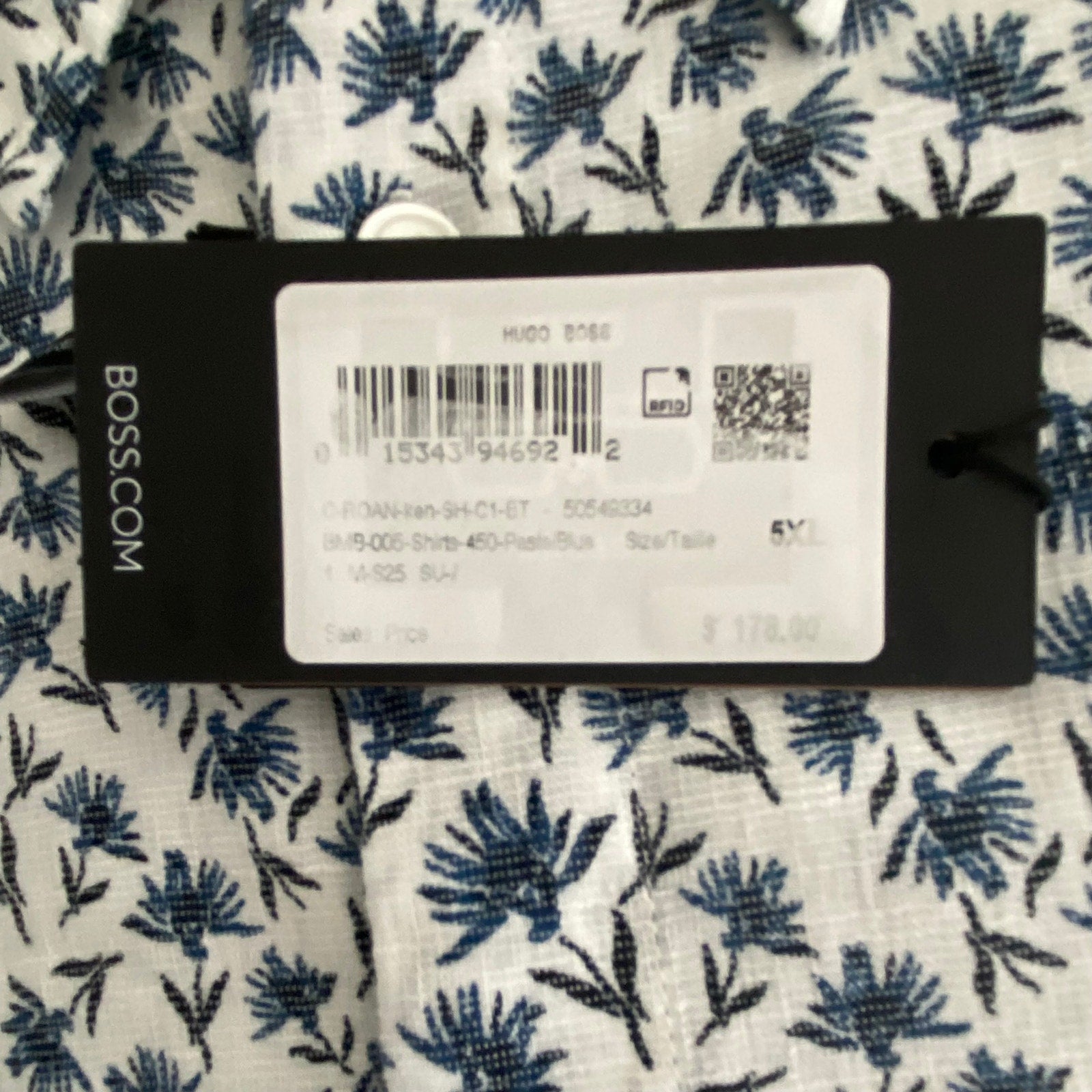 Boss Shirt Men's 5XL Big & Tall Short Sleeve Stretch Linen Shirt Blue Floral