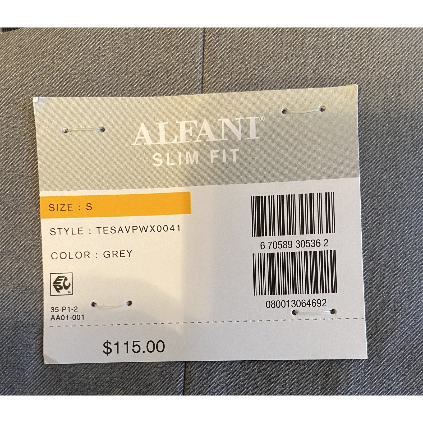Alfani Vest Men's Small Tuxedo Vest Slim Fit Stretch Fabric Grey & Black