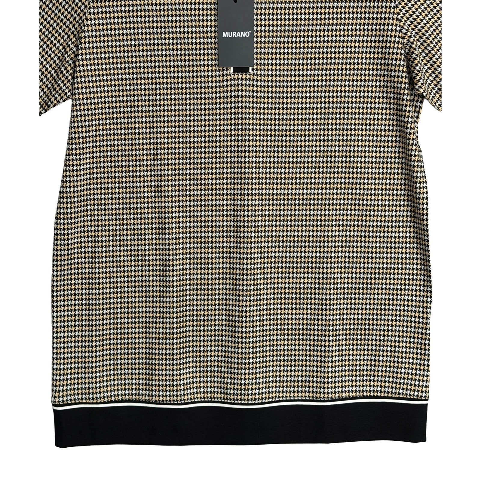 Murano Polo Shirt Men's LT Big & Tall Short Sleeve Brown Black Houndstooth