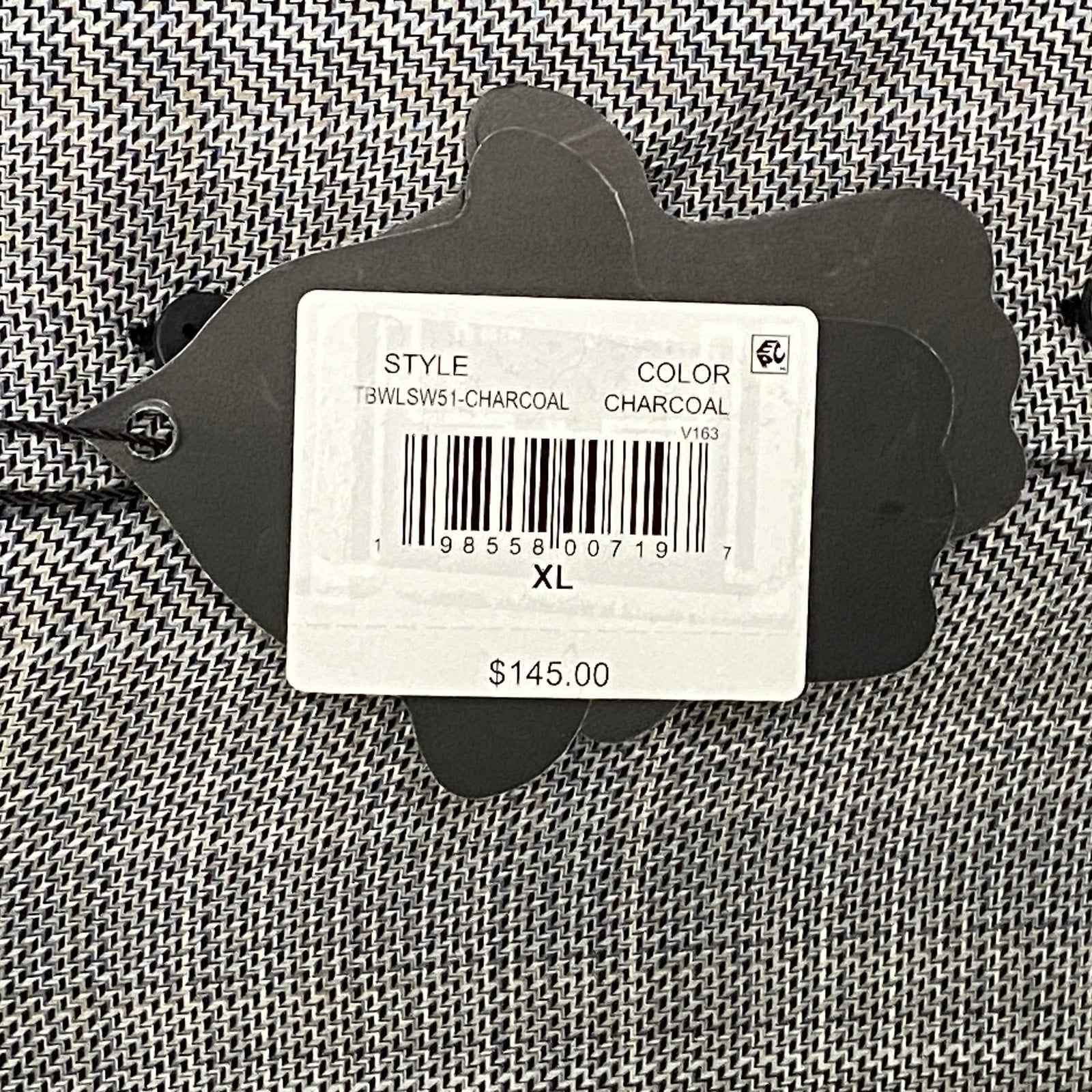 Visconti Black Men's XL Organic Cotton Long Sleeve Button Up Shirt Charcoal