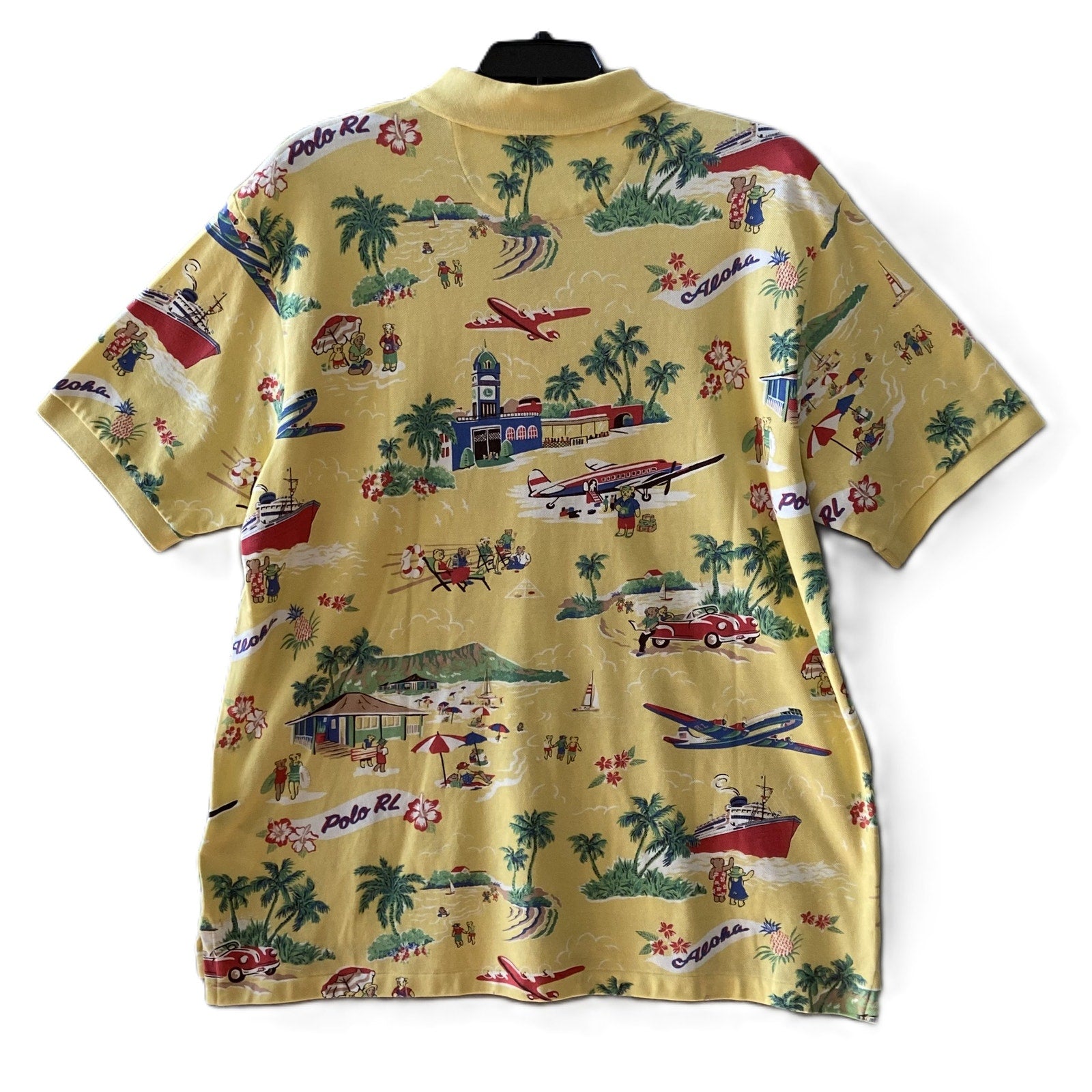 Polo Ralph Lauren Shirt Men's 2XB Big & Tall Polo Yellow Tropical Print