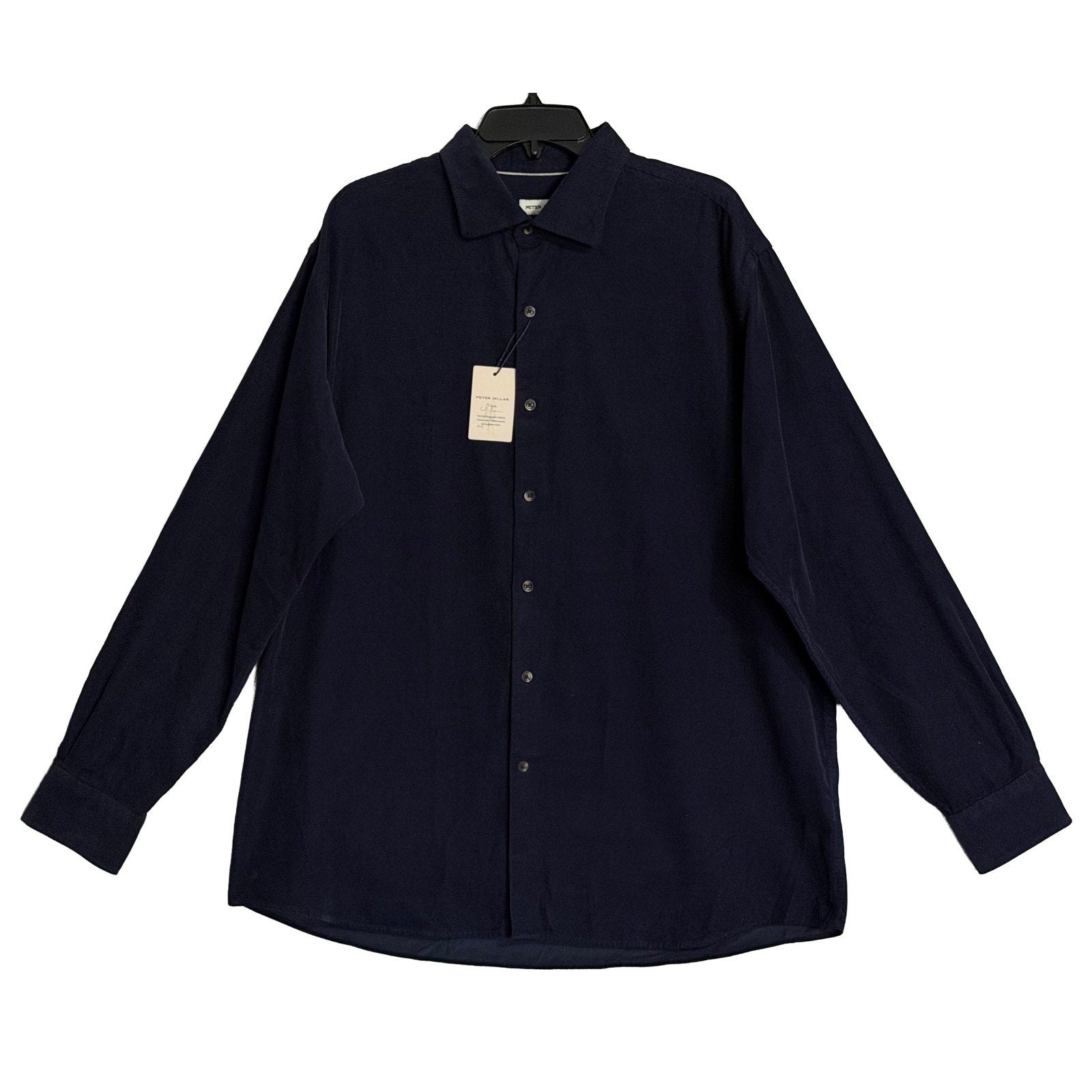 Peter Millar Cotton Cashmere Corduroy Sport Shirt Men's XL Navy Blue