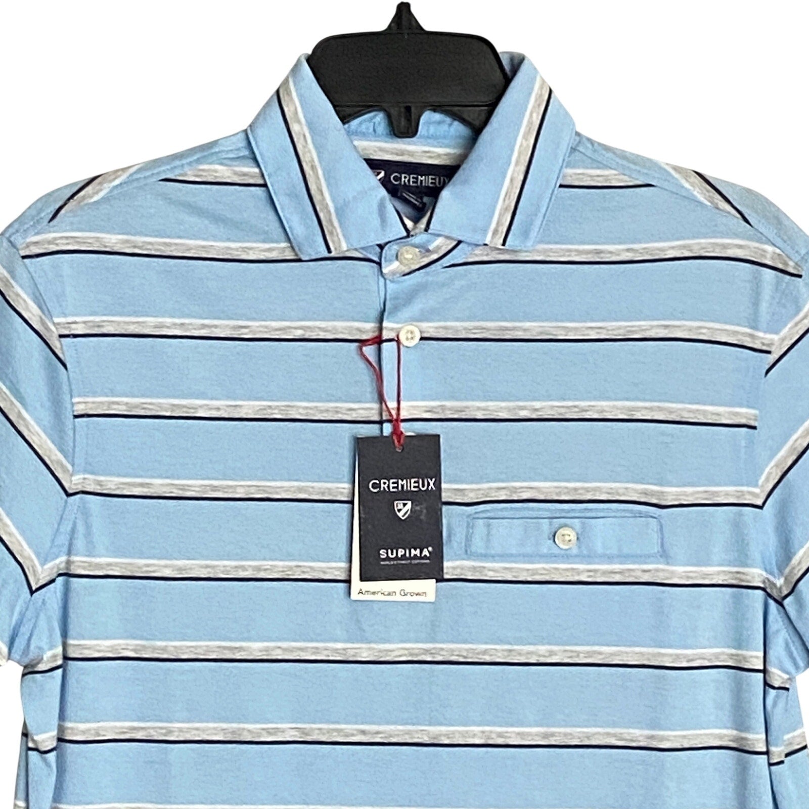 Daniel Cremieux Shirt 38 Men's Small Pima Cotton Polo Blue & Gray Stripe