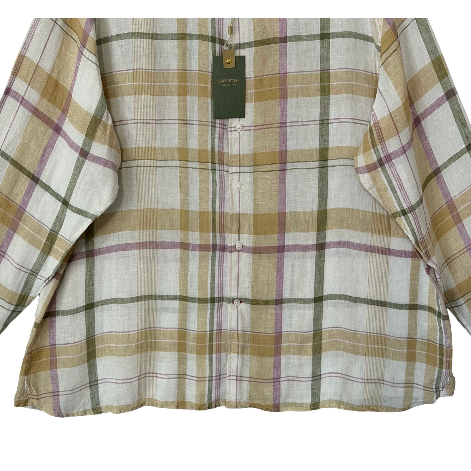 Daniel Cremieux Linen Shirt Men's XXL Cape Town Collection Multicolor Plaid
