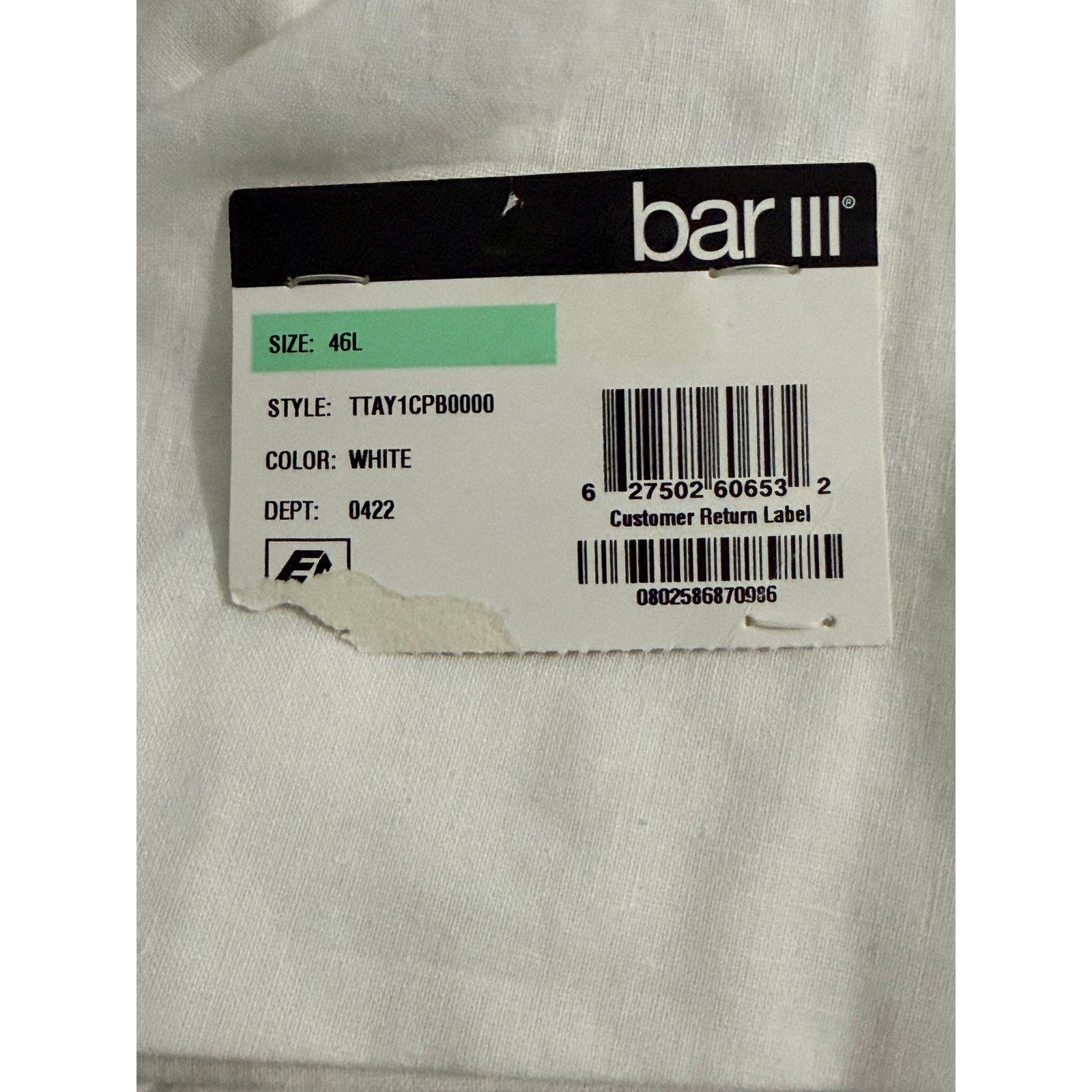 Bar III Men's 46 Long Suit Jacket Slim Fit Linen Cotton Blend White