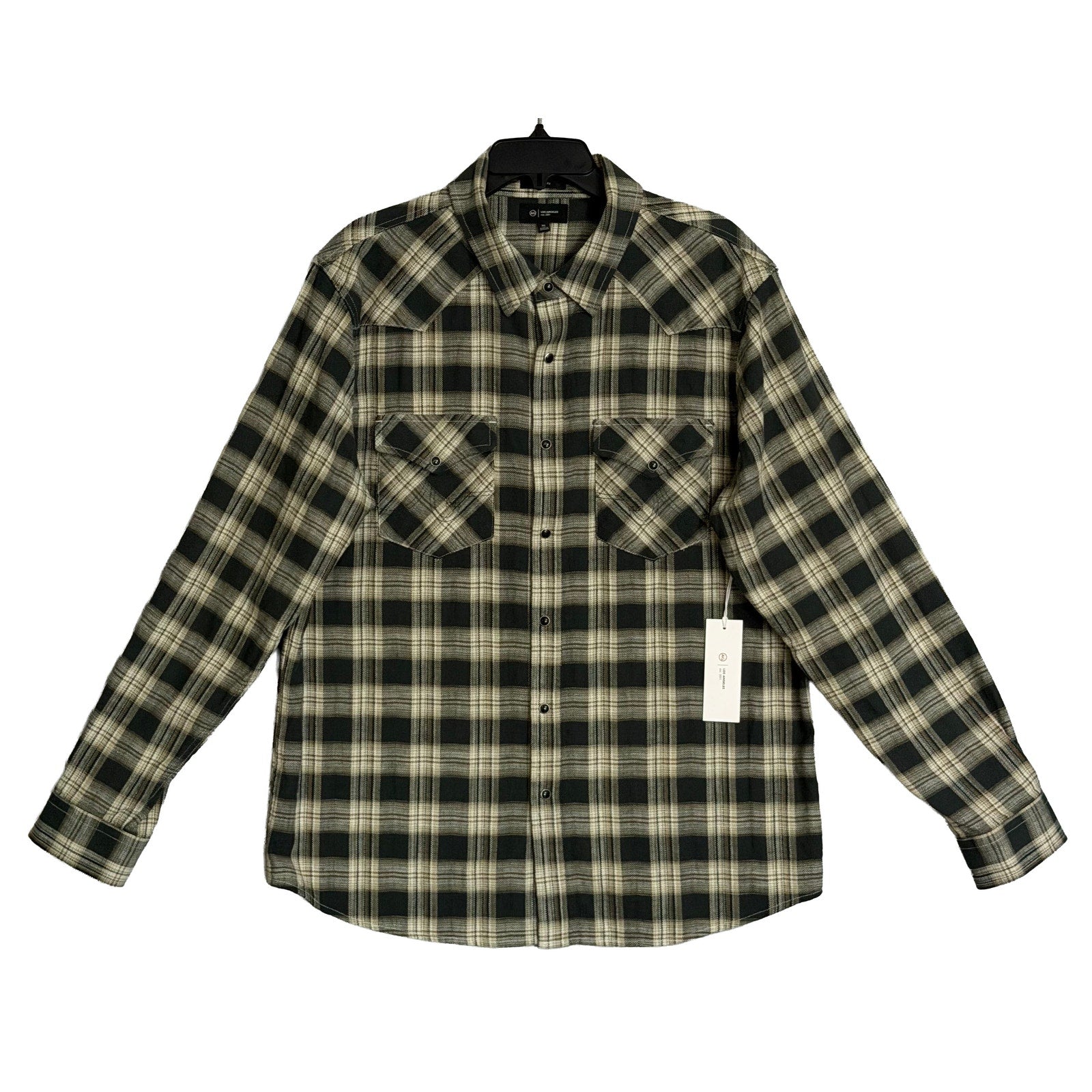 AG Los Angeles Shirt Men's XL Classic Fit Huston Western Charcoal Plaid