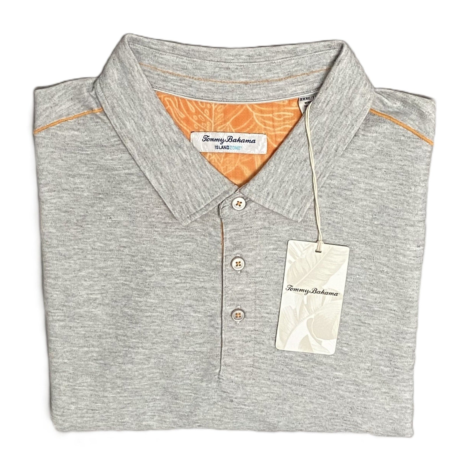 Tommy Bahama Polo Shirt Men's 3XL Island Zone Pima Cotton Gray Heather