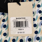 Bugatchi Shirt Men's Small Short Sleeve Shaped Fit Button-Up Cool Mint Geo