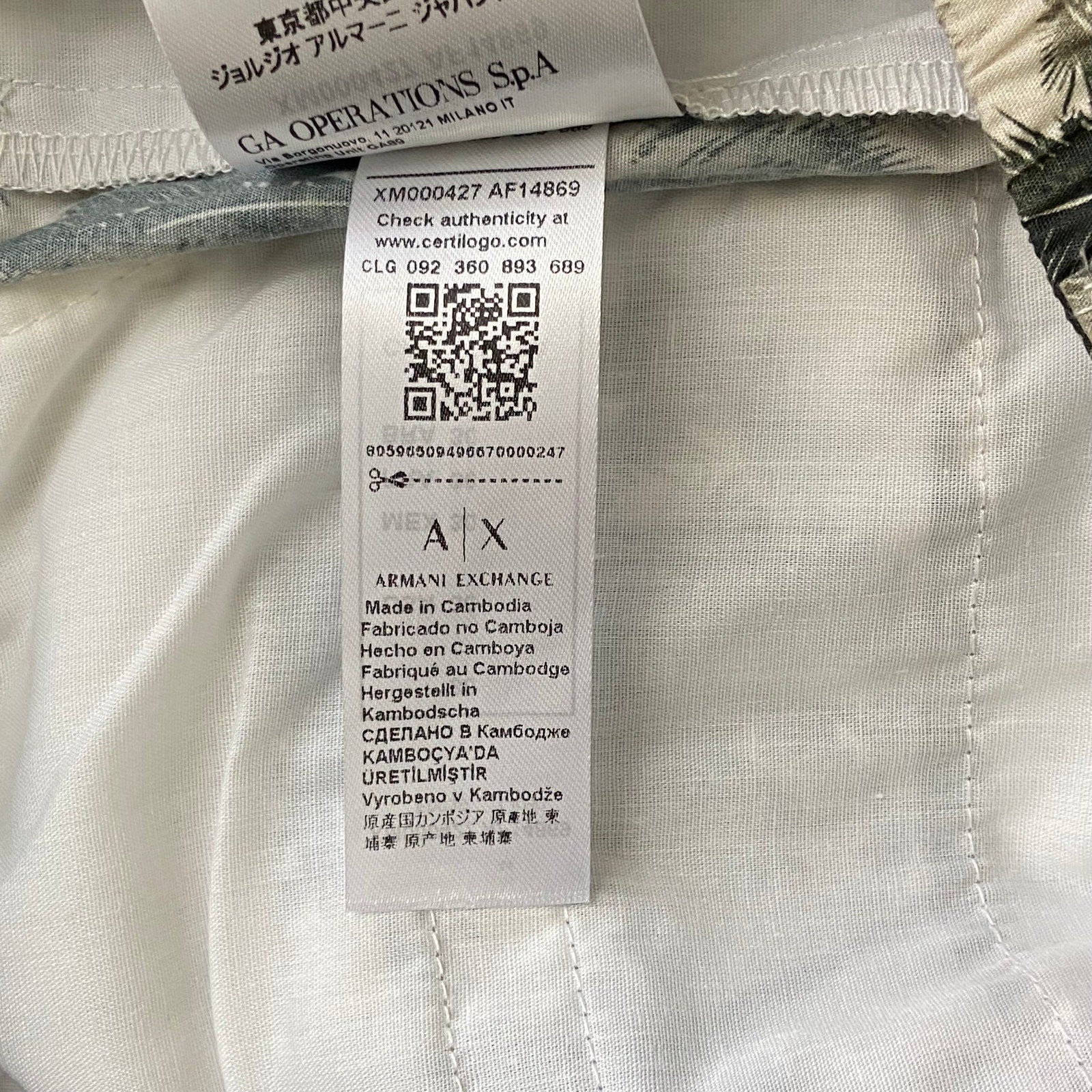 Armani Exchange Shorts Men's 30W Cotton Bermuda Shorts Green Tropical Print