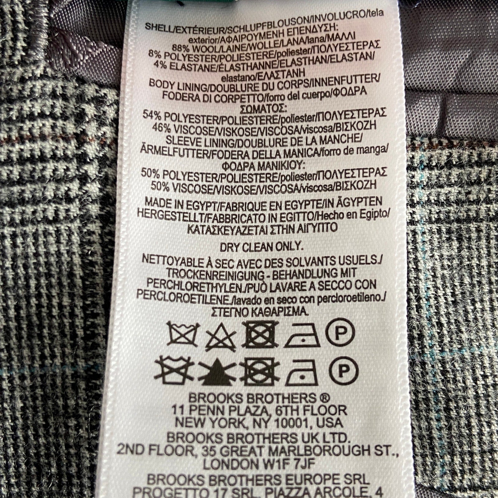 Brooks Brothers Sport Coat Men's 44 Long Sport Coat Grey Plaid Wool Blend