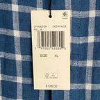 Michael Kors Men's XL Classic Fit Linen Shirt Blue Check Long Sleeve