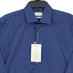 Lucky Brand Men's 15-15.5 34/35 Slim Fit Dress Shirt Blue Geo Print Stretch