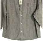 BDG Button-Up Shirt Men's Large Long Sleeve Beige and Black Plaid Check