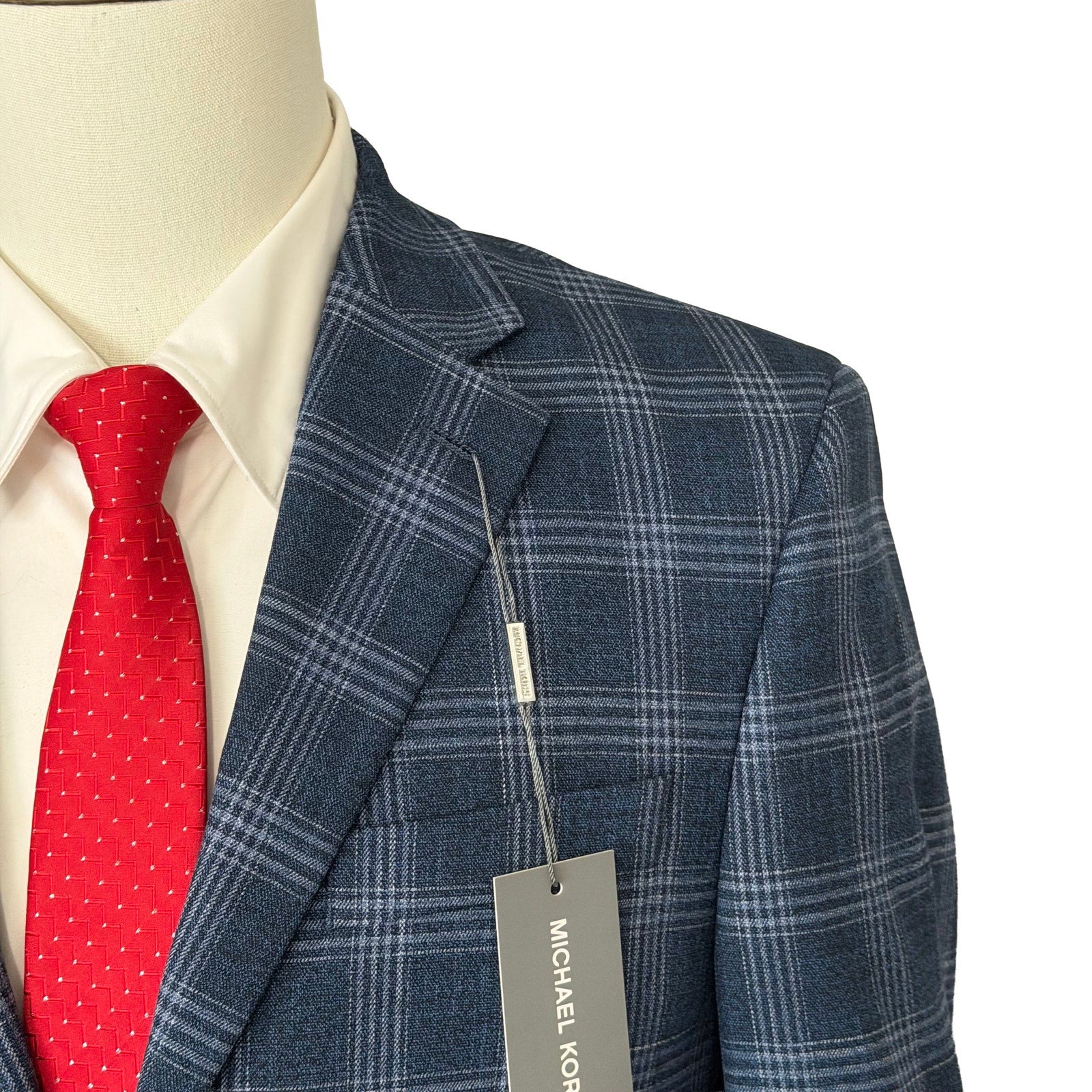 Michael Kors Sport Coat Men's 36 Short Kent Classic Fit Stretch Blue Check