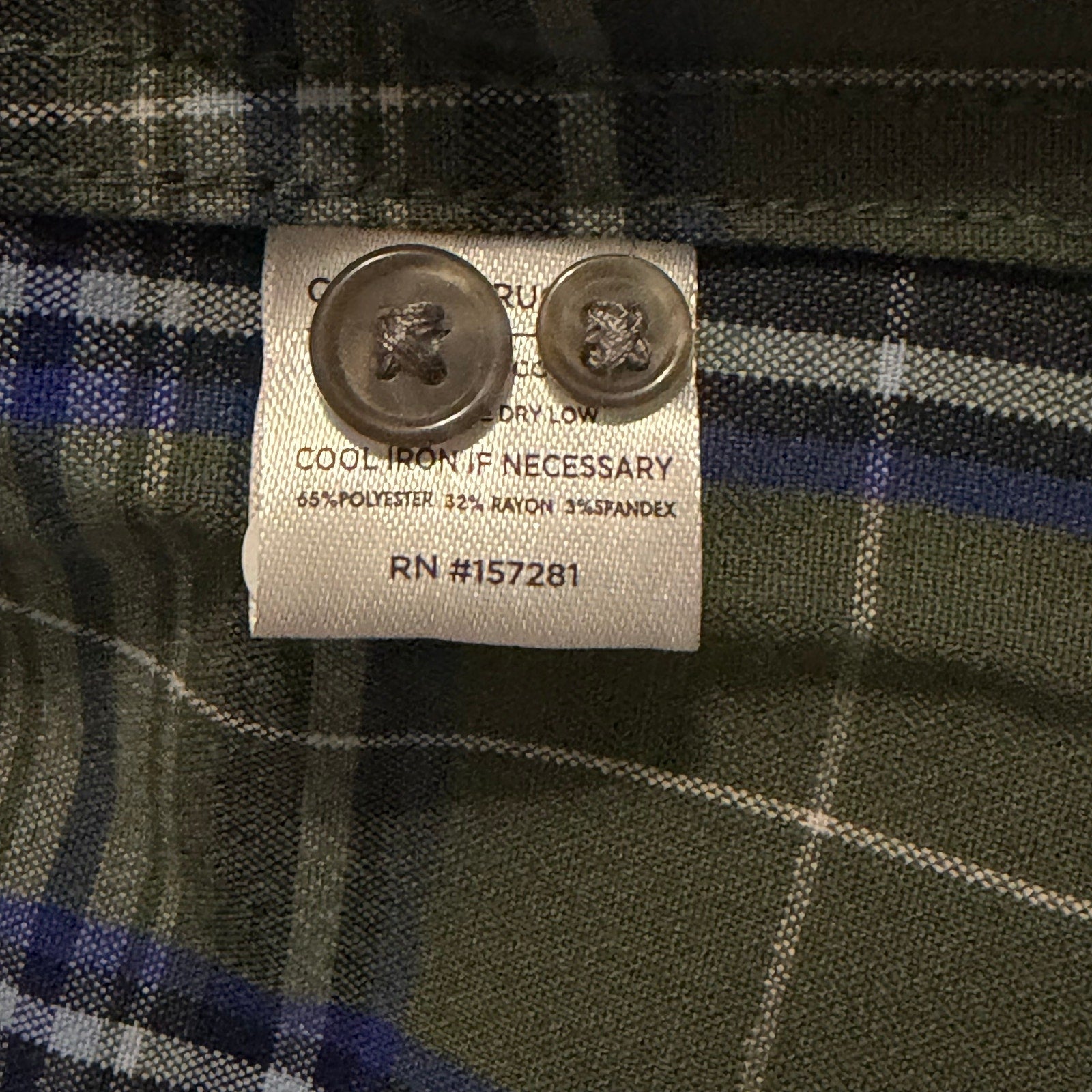 Mizzen+Main Men's XXL Trim Fit City Flannel Twill Shirt Olive Thomas Plaid