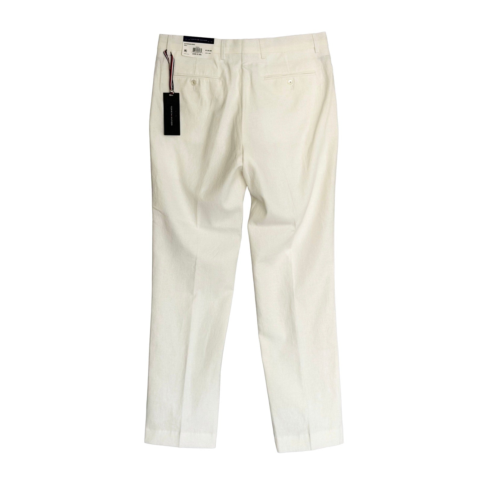 Tommy Hilfiger Dress Pants Men's 34"x32" Linen Blend Flat Front White