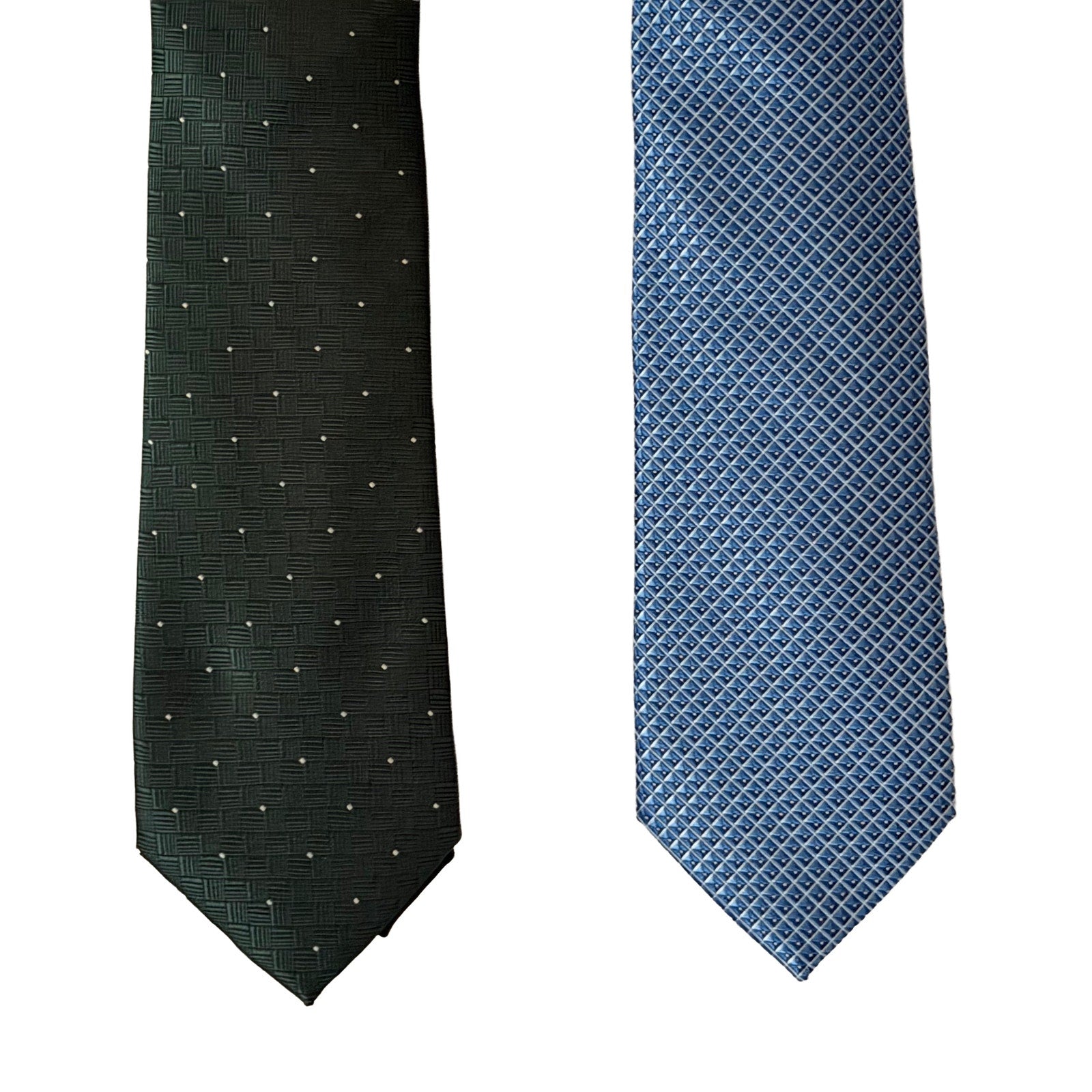 Alfani Tie Lot of 2 Classic Width and Length Blue Diamond & Hunter Green Dot