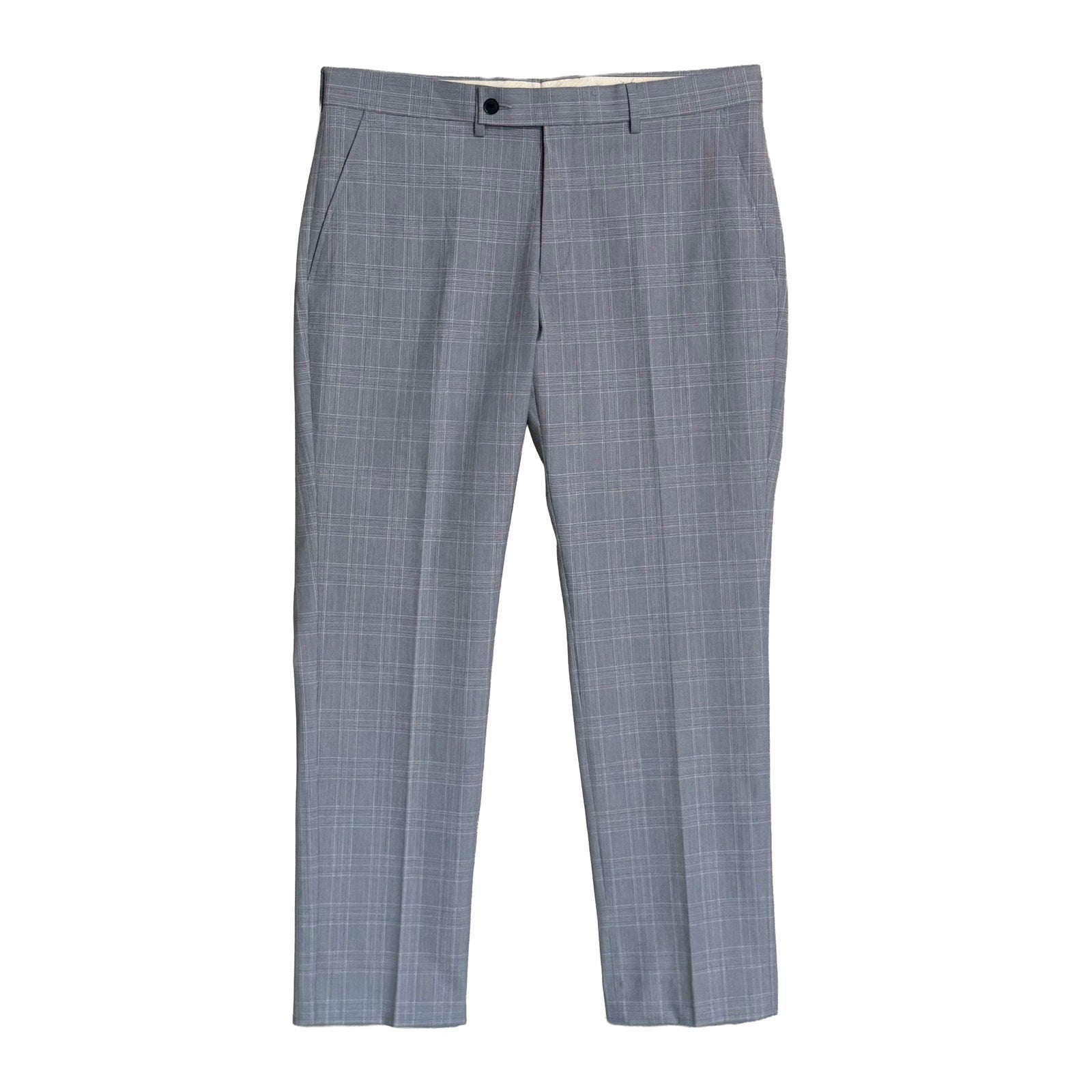 Calvin Klein Dress Pant Men's 34"x29" Slim Fit Flat Front Stretch Blue Plaid