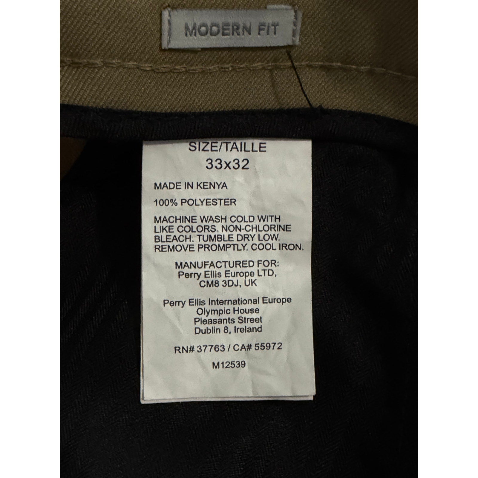 Perry Ellis Portfolio Pants Men's 33"x32" Modern Fit Dress Pants Stretch Tan