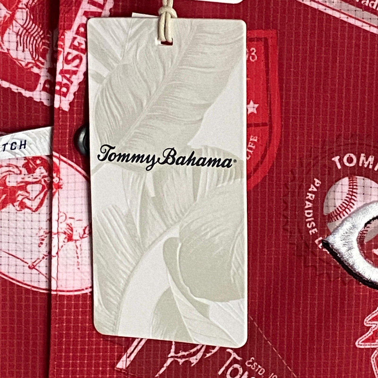 Tommy Bahama Baseball "The Bahama Coast" Men's Large Shirt Cincinnati Reds