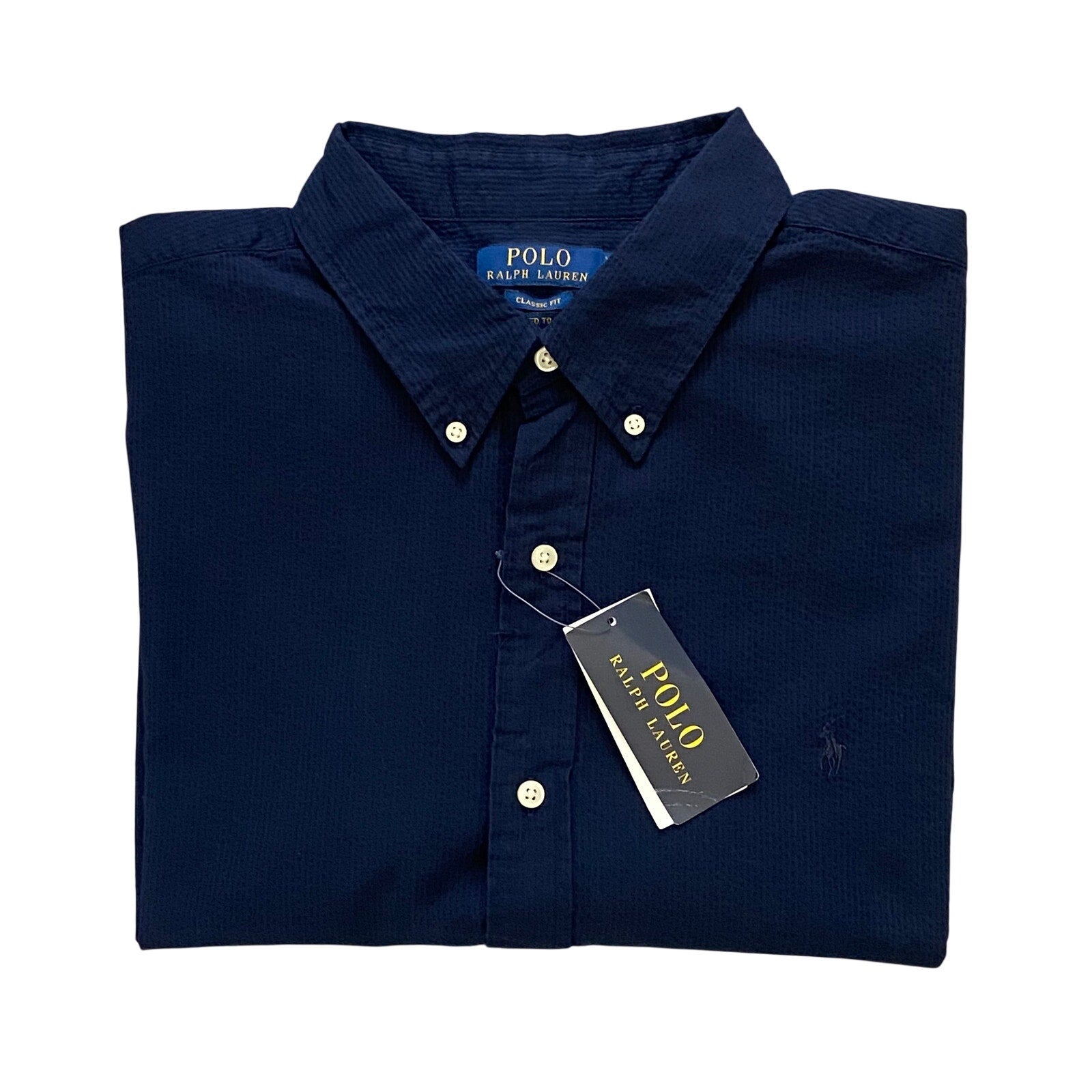 Polo Ralph Lauren Shirt Men's XXL Classic Fit Seersucker Shirt Blue