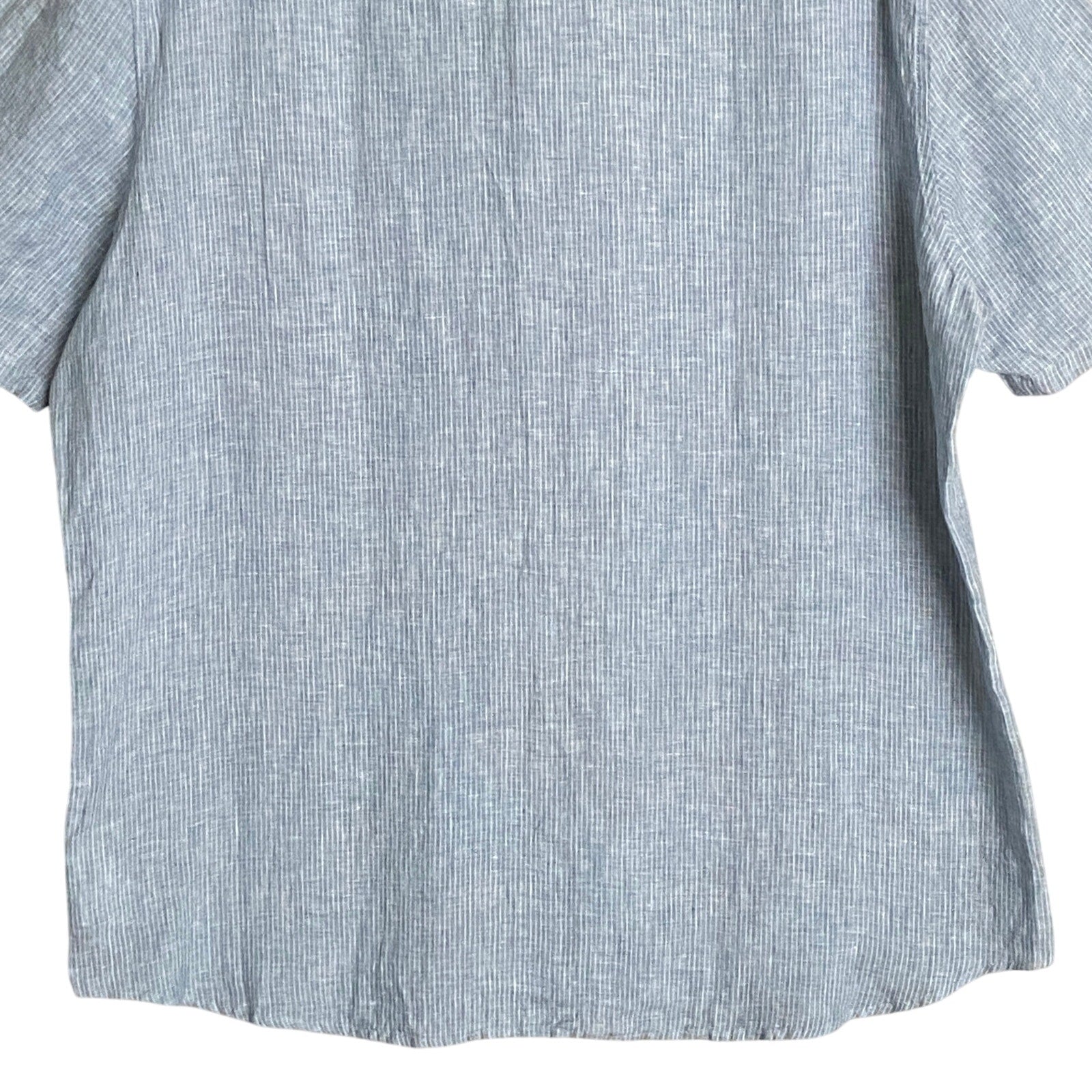 Michael Kors Linen Shirt Men's XL Slim Fit Short Sleeve Blue/White Pinstripe