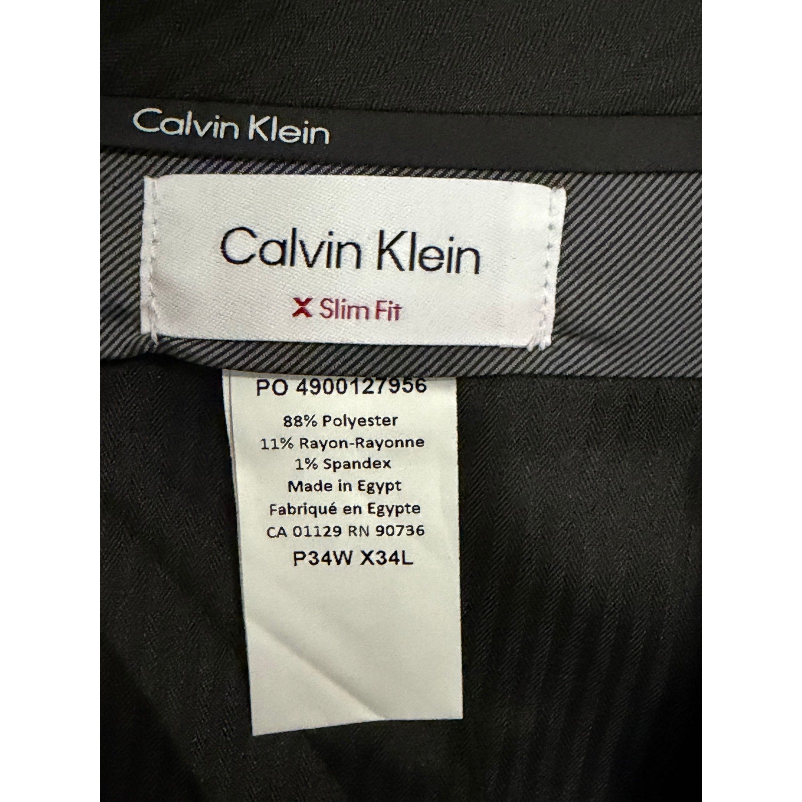 Calvin Klein Dress Pant Men's 34"x34" Slim Fit Flat Front Stretch Blue