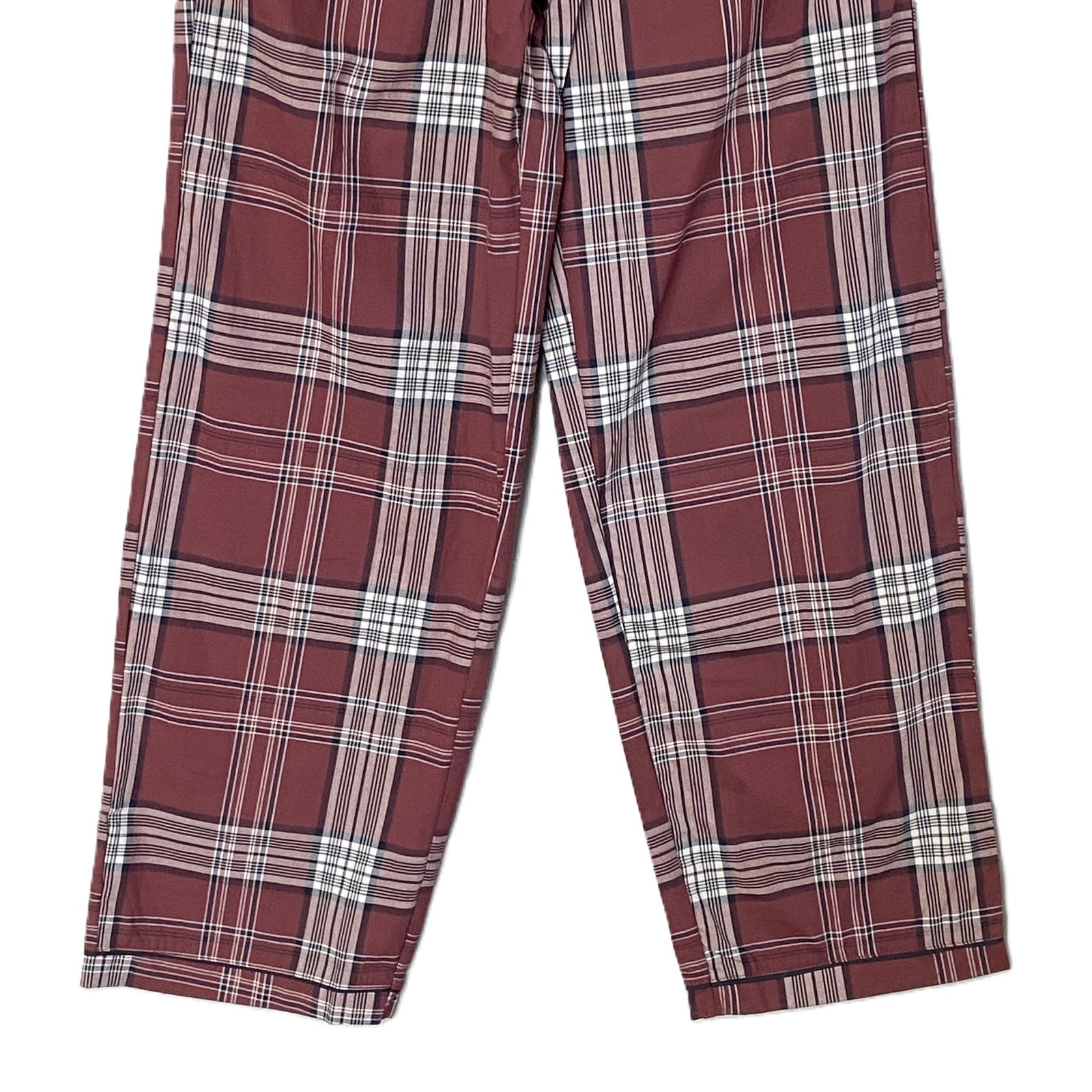 Ted Baker Sleep Pant Men's Small Woven Cotton Drawstring Pockets Red Plaid