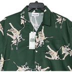 Lacoste Camp Shirt Men's Medium Relaxed Fit Short Sleeve Rene Lacoste Print NEW