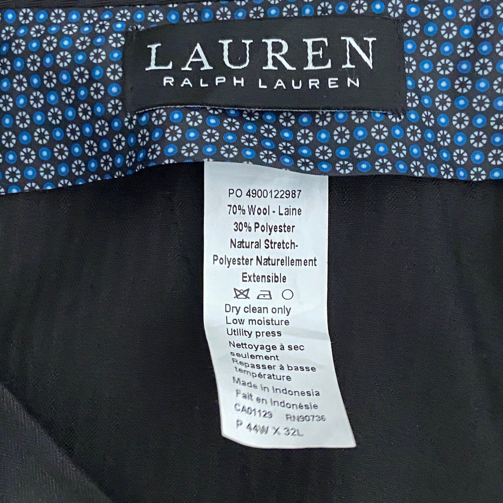 Lauren Ralph Lauren Men's 44x32 Classic Fit Ultraflex Suit Pant Blue Plaid NEW