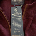 Hart Schaffner Marx Quarter Zip Men's 2XT Big & Tall Merino Wool Merlot Heather