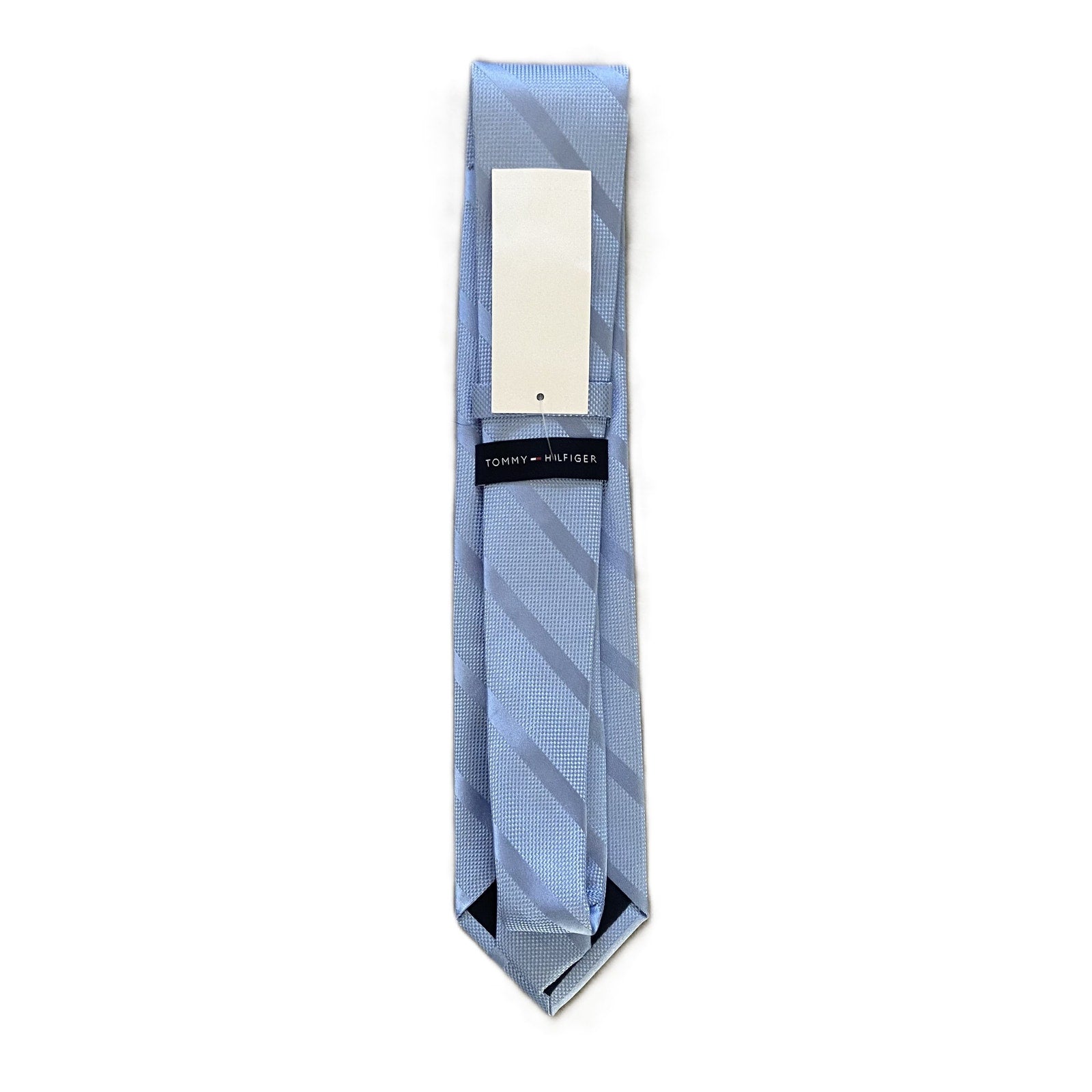Tommy Hilfiger Men's Tie Light Blue Stripe Necktie Blue 3" Silk Blend