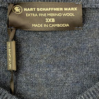 Hart Schaffner Marx Sweater Men's 3XB Big & Tall V-Neck Merino Wool Blue Heather