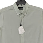 Quieti Casual Shirt Men's Large Short Sleeve Button-Down Cotton Green Check