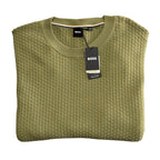 Boss H-Imberto Sweater Men's Long Sleeve Crew Neck Basket-Weave Medium Green
