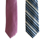 Perry Ellis Portfolio Men's Ties Lot of 2 Magenta Bartolle Mini & Navy Stripe