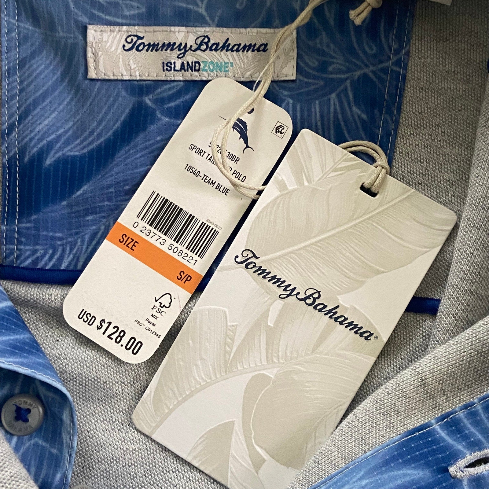 Tommy Bahama Tailgater Polo Shirt Men's Small Island Zone Pima Cotton Gray