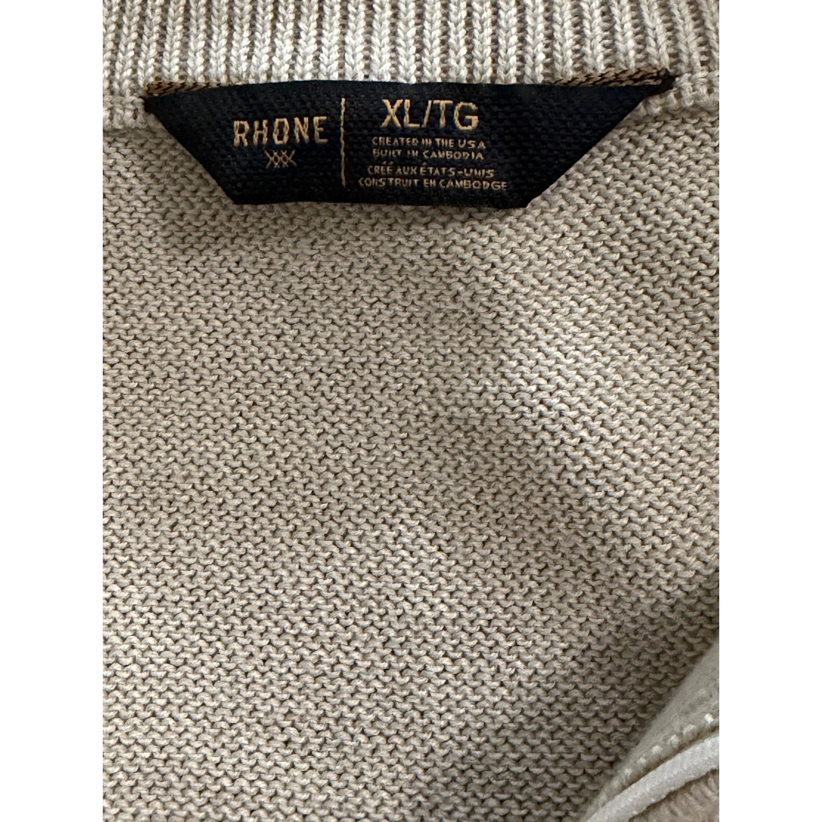 Rhone 1/4 Zip Pullover Men's XL Commuter Sweater Mock Neck Bone